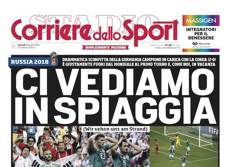Eliminação da Alemanha na Copa do Mundo corriere dello sport
