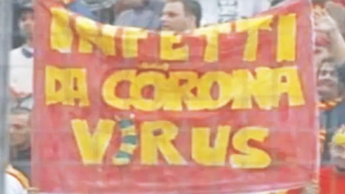Coronavírus - faixa do Catanzaro campeonato italiano Giorgio Corona Coronavírus - faixa do Catanzaro campeonato italiano Giorgio Corona